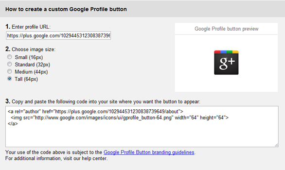 Google plus profile button